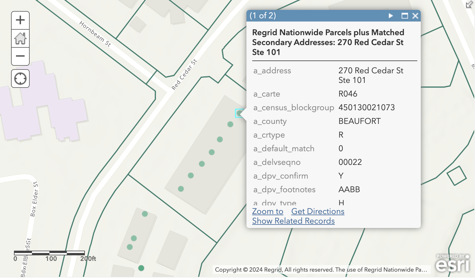 Matched Addresses is a spatial feature layer that includes a one-to-many relationship with parcels.