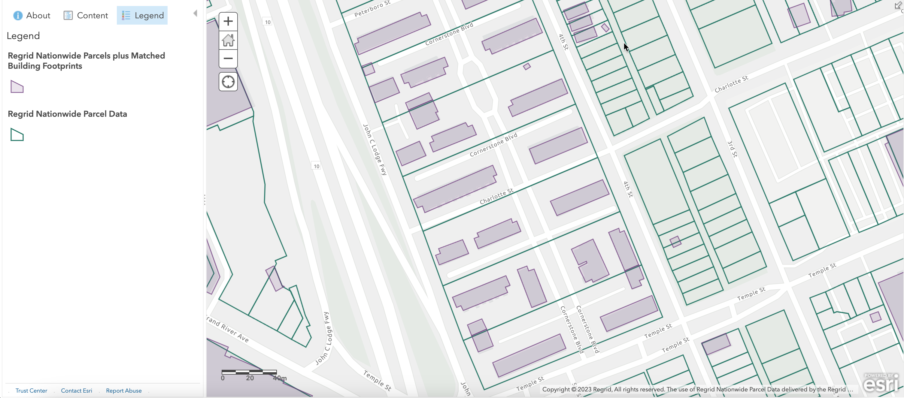 Matched Buildings is a spatial feature layer that also includes a many-to-many relationship with parcels.